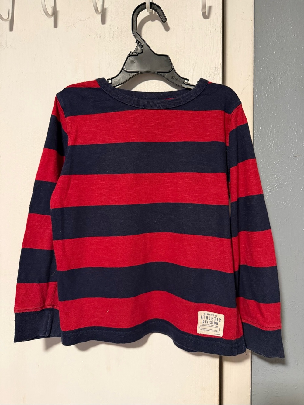Red & Navy Striped Long-Sleeve Tee